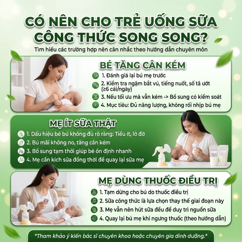 có nên cho trẻ uống sữa công thức song song bú mẹ
